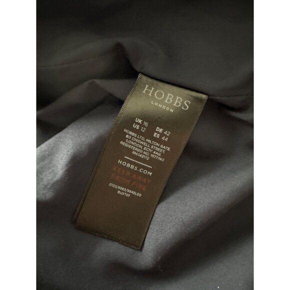 Hobbs Hounds Tooth Blazer Brianna Open Front Jacket Navy/White Defined Waist 12 - Picture 7 of 7